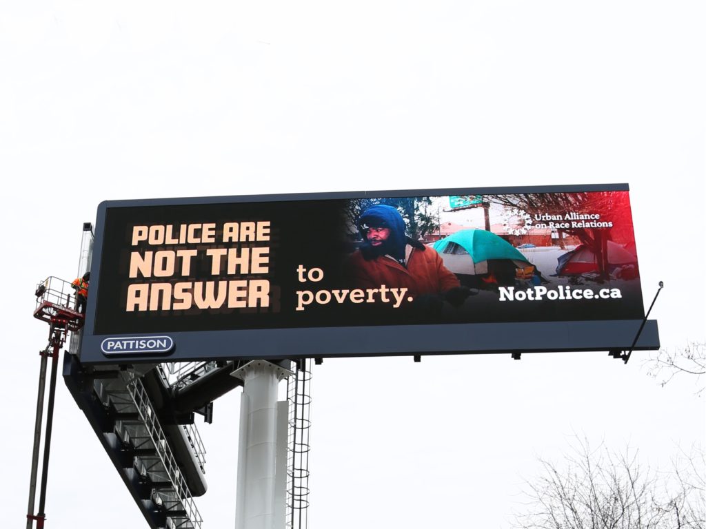 Police are not the answer to poverty billboard | Courtesy of Urban Alliance on Race Relations